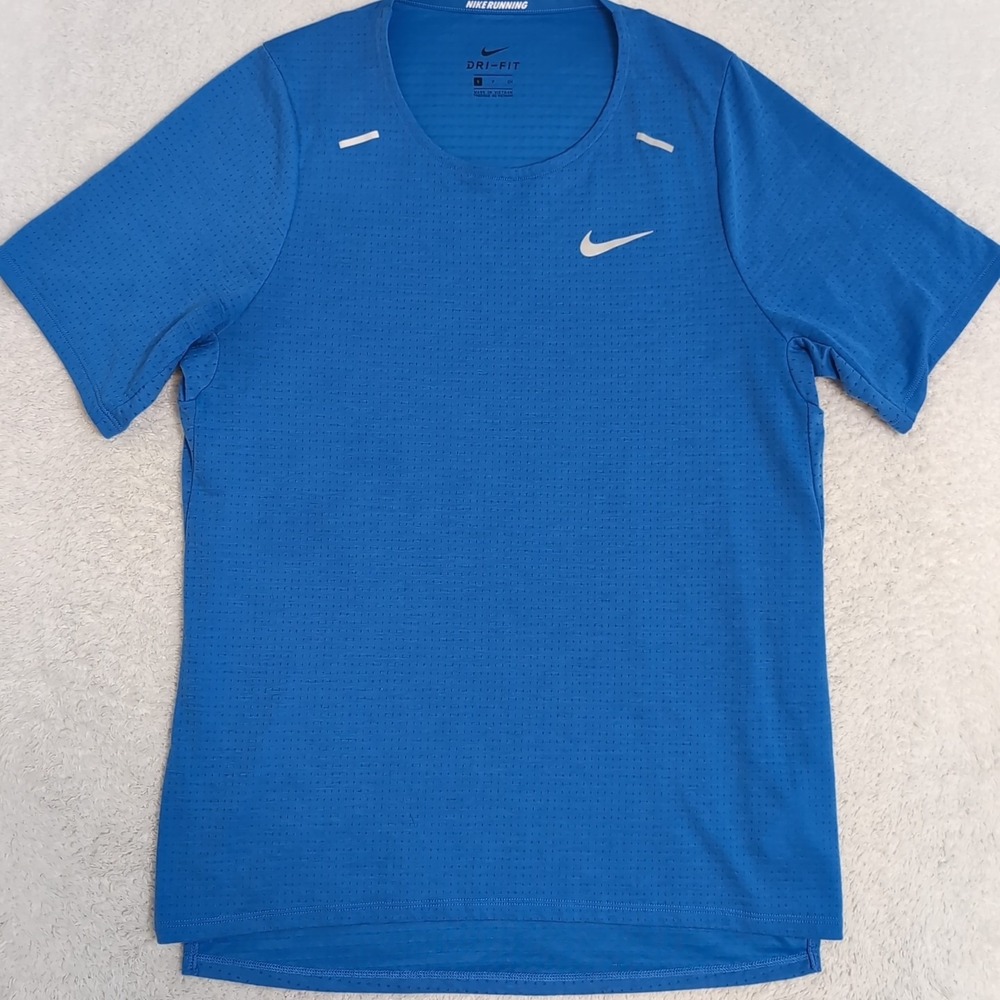 Nike Dri-FIT Rise 365 Mens Sm Long Sleeve‎ Running Training Gym Shirt Blue